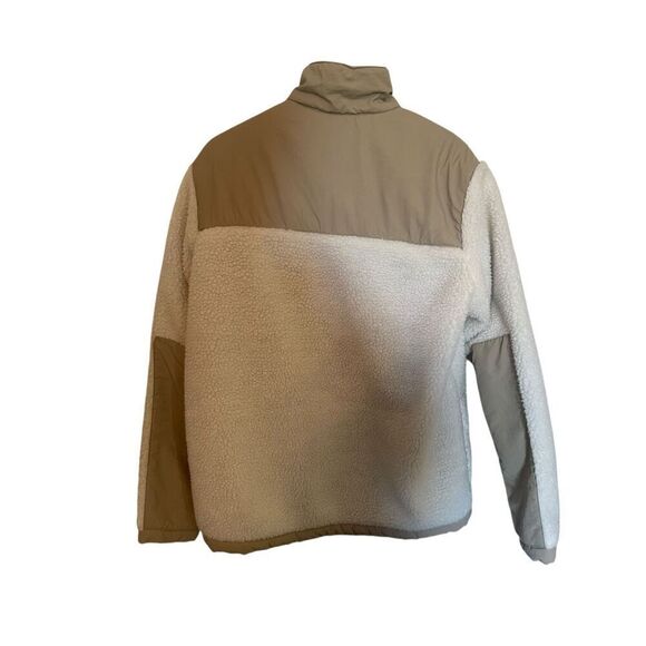 H&M Mens Beige Long Sleeve Sherpa Lined Full Zip Fleece Jacket Size Medium - Picture 2 of 9
